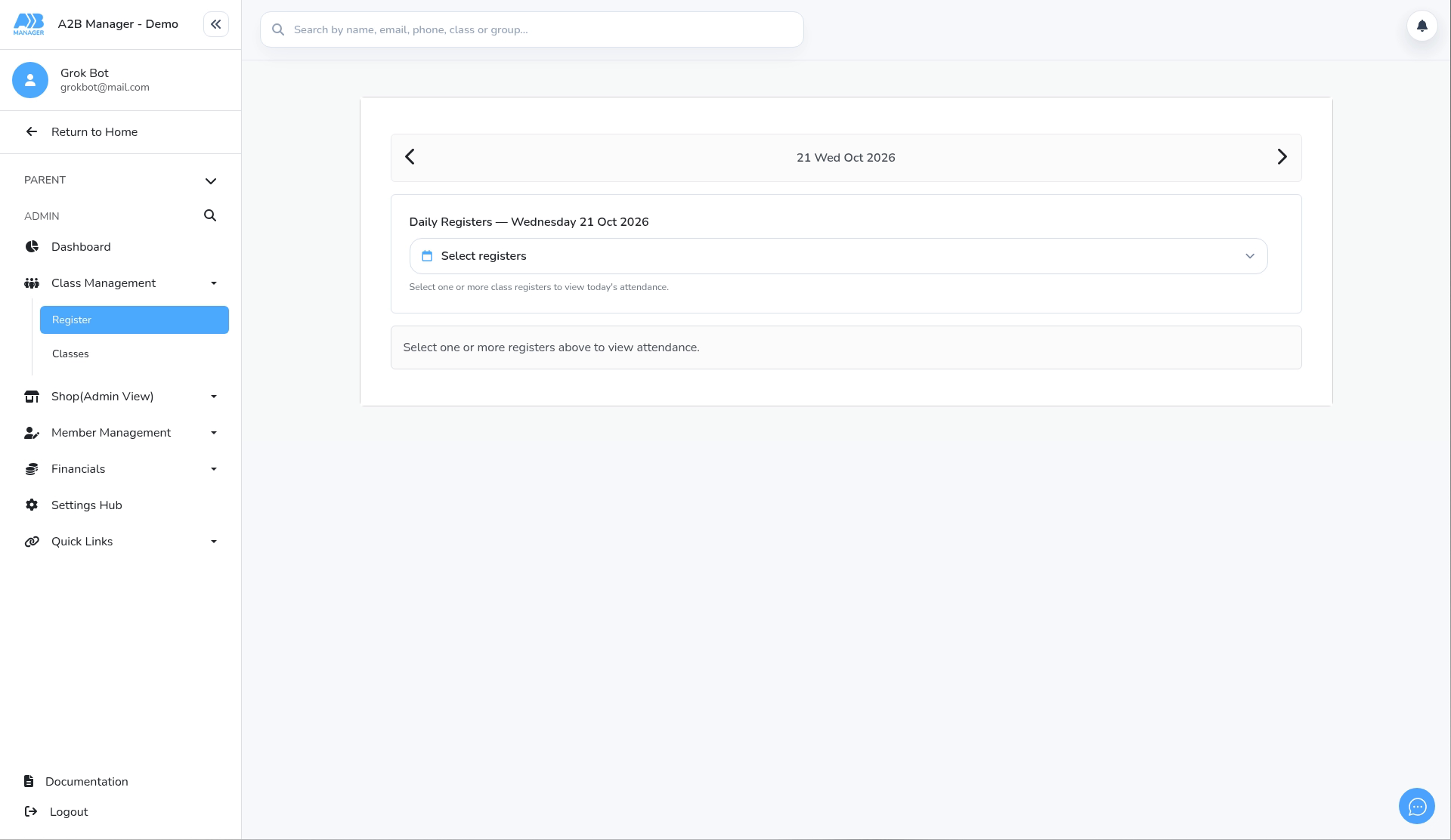 The Register page