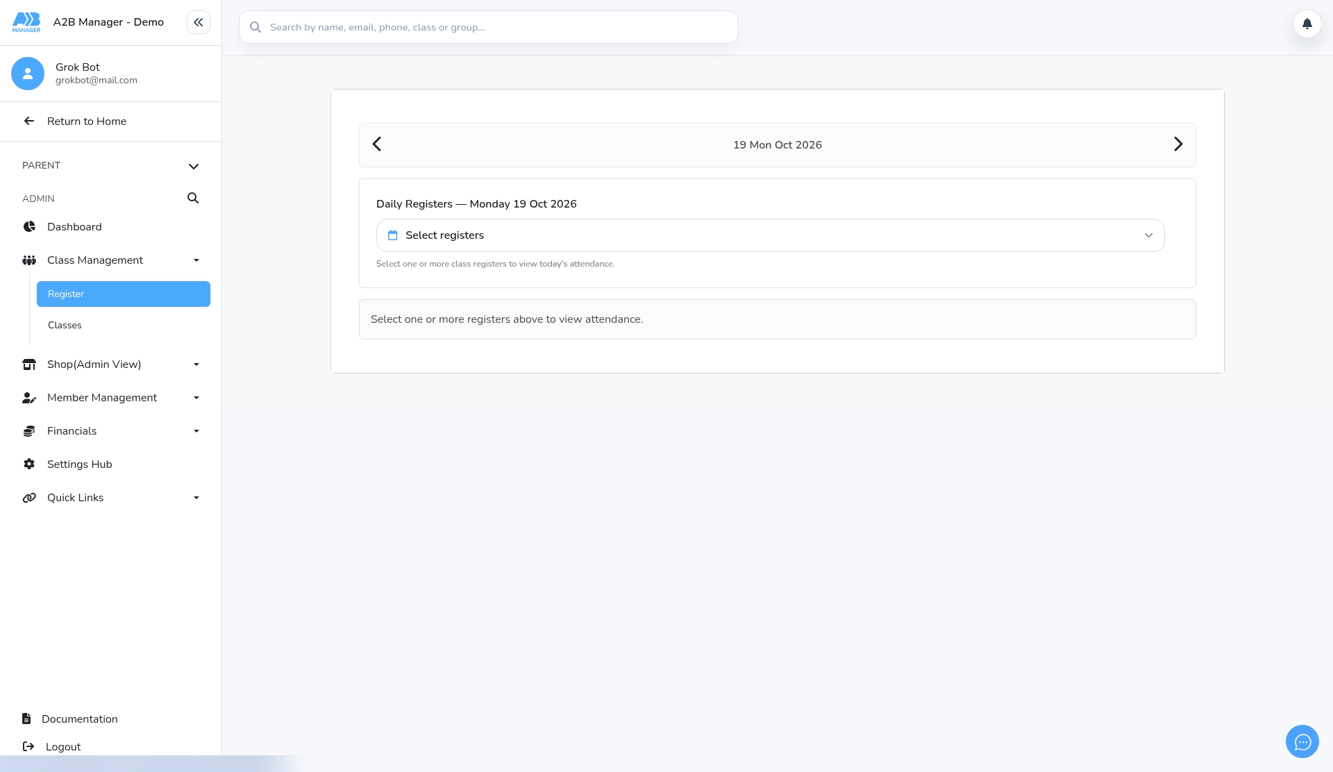 The Register page