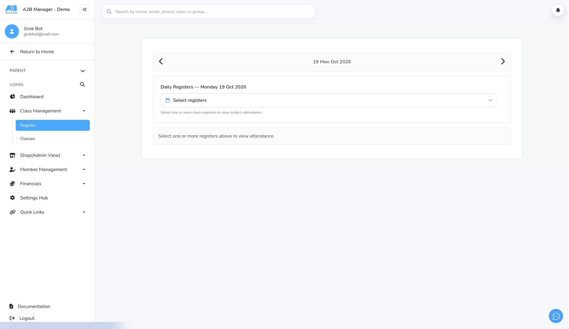 The Register page