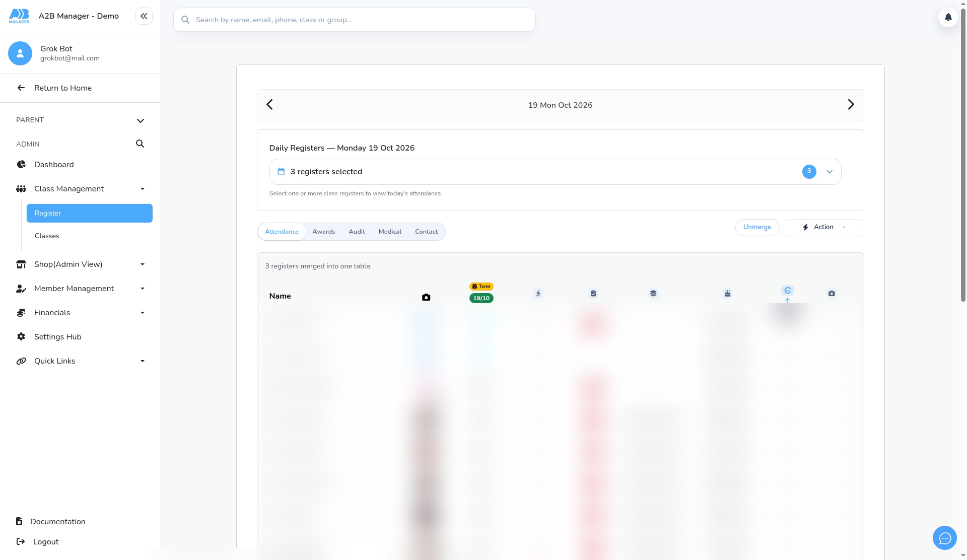 Sorting the merged register
