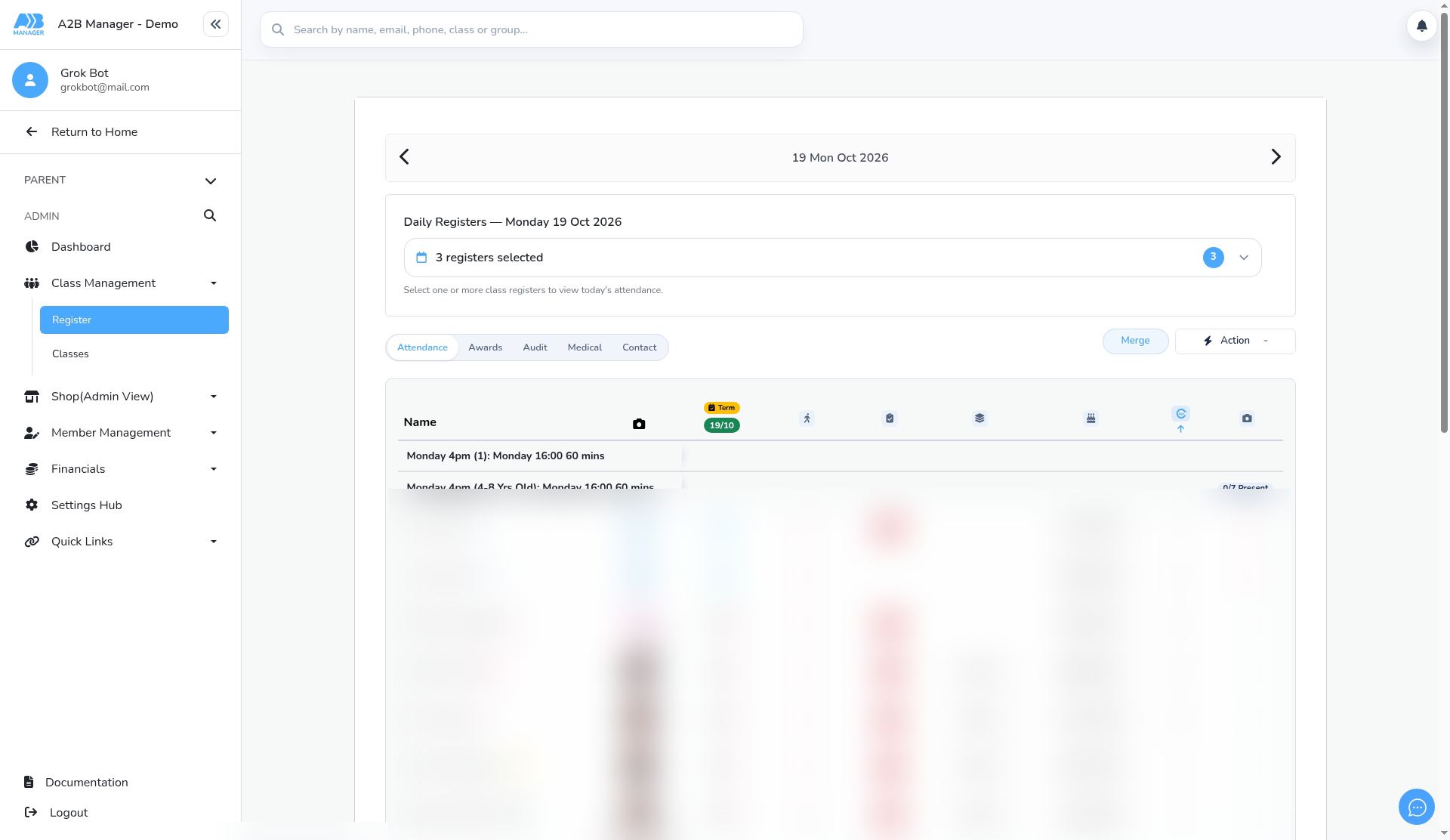 Unmerged: one section per register