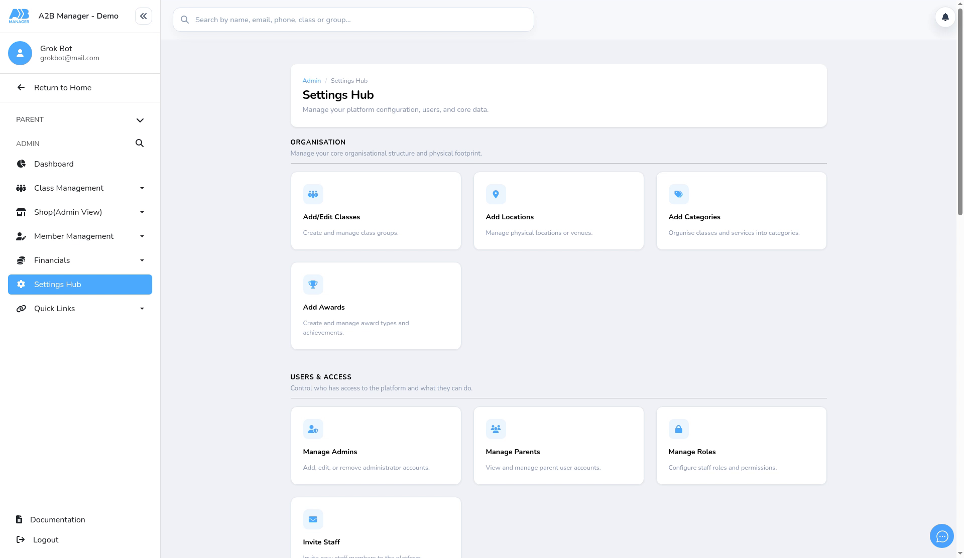 Settings Hub