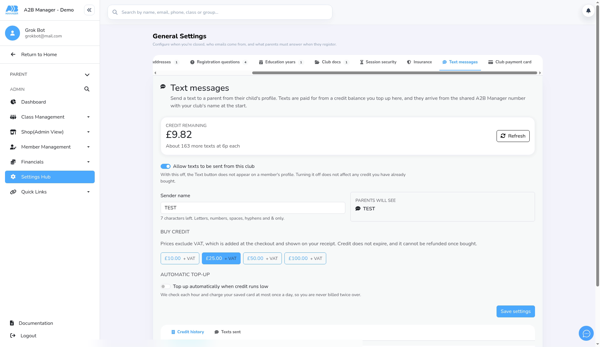 The Buy credit buttons
