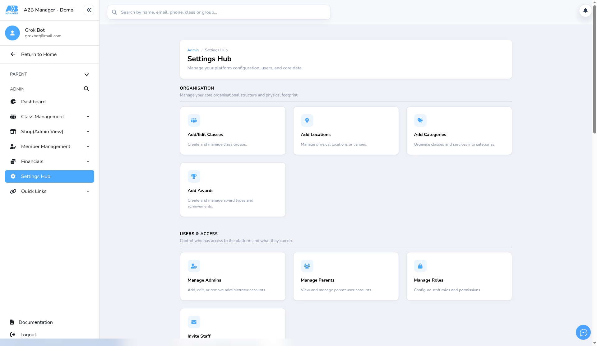 Users & Access in the Settings Hub