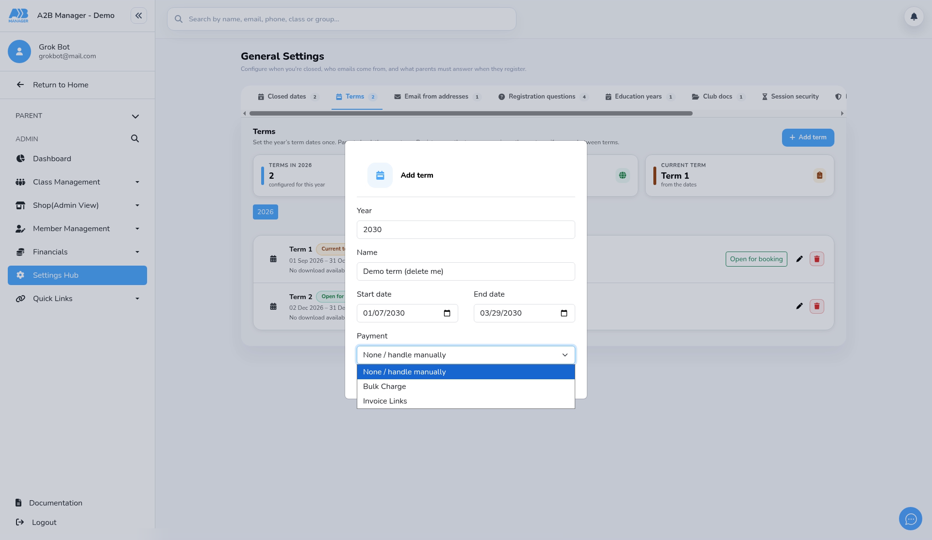 The Payment options